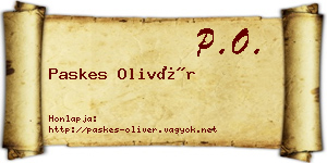 Paskes Olivér névjegykártya